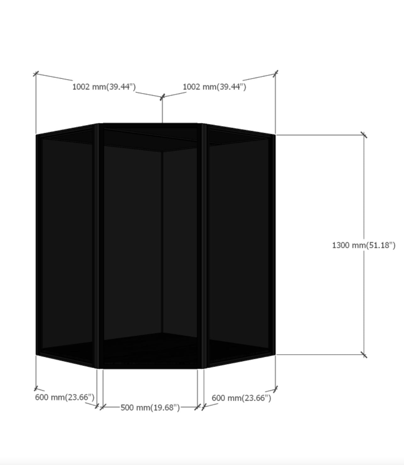 Moducase DF130 45° Corner BLACK BLACK 1300mm tall